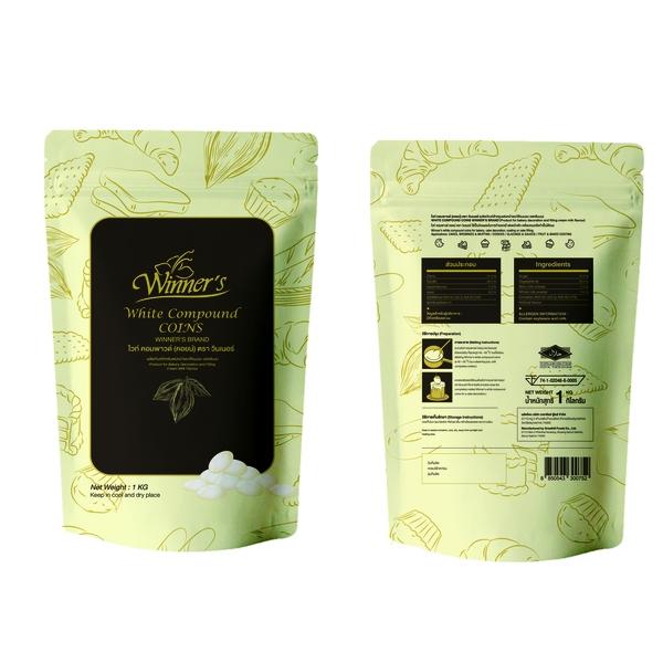WHITE COMPOUND COINS WINNER'S BRAND (PRODUCT FOR BAKERY DECORATION AND FILLING CREAM MILK FLAVOUR)