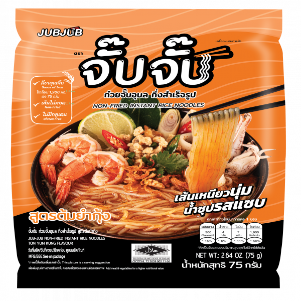 JUBJUB Non-fried instant rice noodles TomYumkung Flavour