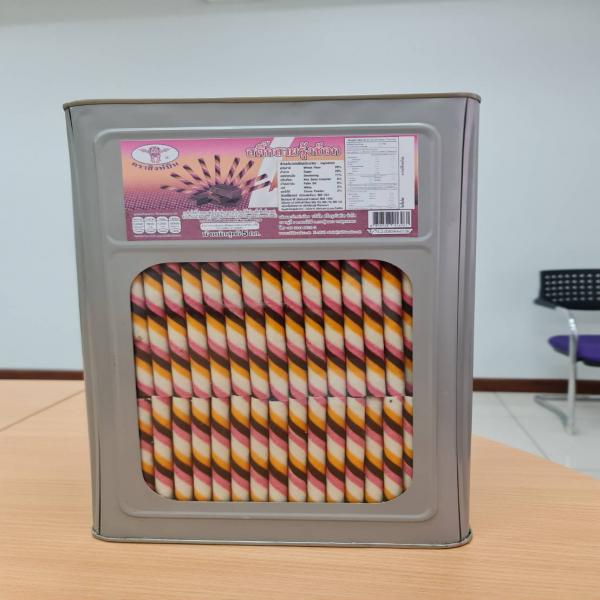 Wafer Stick (Rainbow Pattern Wafer Stick Filled Chocolate Flavour Cream)