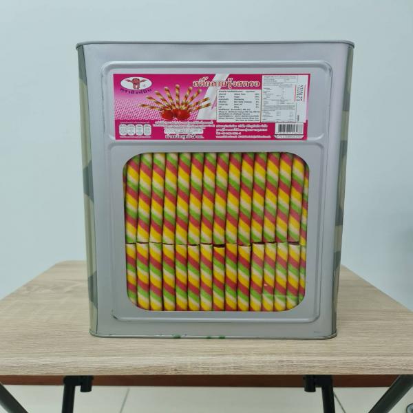 Wafer Stick (Rainbow Pattern Wafer Stick Filled Strawberry Flavour Cream)