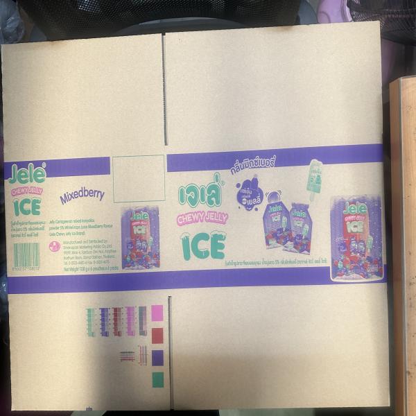 วุ้นสำเร็จรูปคาราจีแนนผสมบุกผง น้ำองุ่นขาว 5% กลิ่นมิกซ์เบอรี่(ตราเจเล่ชิววี่เยลลี่ ไอซ์)