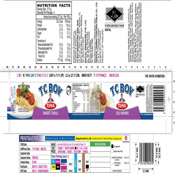 ปลาทูน่าปรุงรสในซอสพริกหวาน