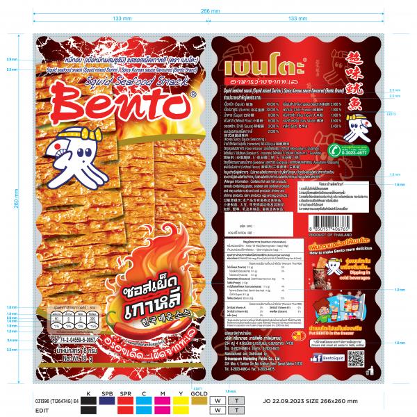 Squid seafood snack (Squid mixed Surimi) Spicy Korean sauce flavoured (Bento Brand)