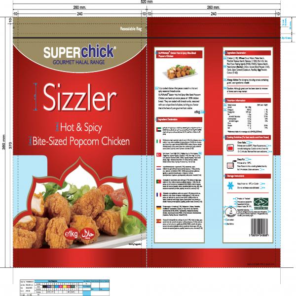 FROZEN COOKED HOT AND SPICY SIZZLER POPCORN