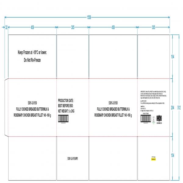 FULLY COOKED BREADED BUTTERMILK& ROSEMARY CHICKEN BREAST FILLET