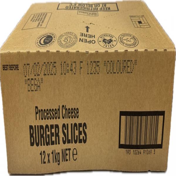 COLOURED BURGER SLICES PROCESSED CHEESE