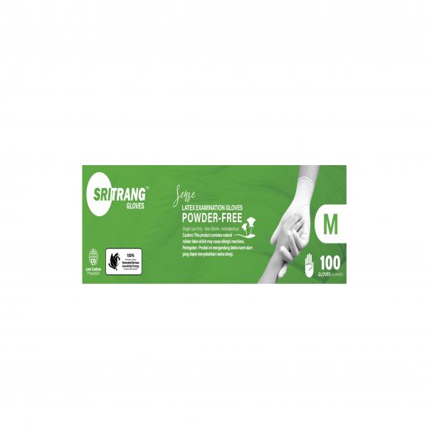 ถุงมือสำหรับการตรวจวินิจฉัยทางการแพทย์  (น้ำยางธรรมชาติแบบไม่มีแป้ง, Natural White) (Sense)