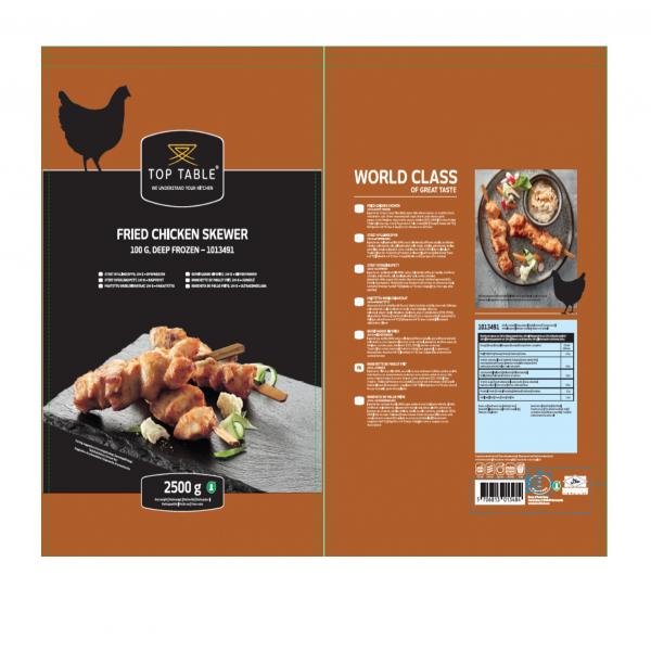 K000001645 : FRIED CHICKEN SKEWER 100 G, DEEP FROZEN