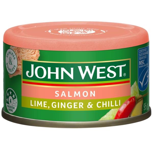 ปลาแซลมอนชิ้นเล็กกับมะนาว ขิง และพริก 95 กรัม