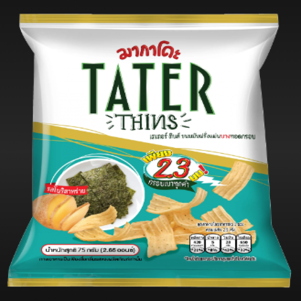มากาโดะ เตเตอร์ ตินส์  ขนมมันฝรั่งแผ่นบางทอดกรอบ รสโนริสาหร่าย