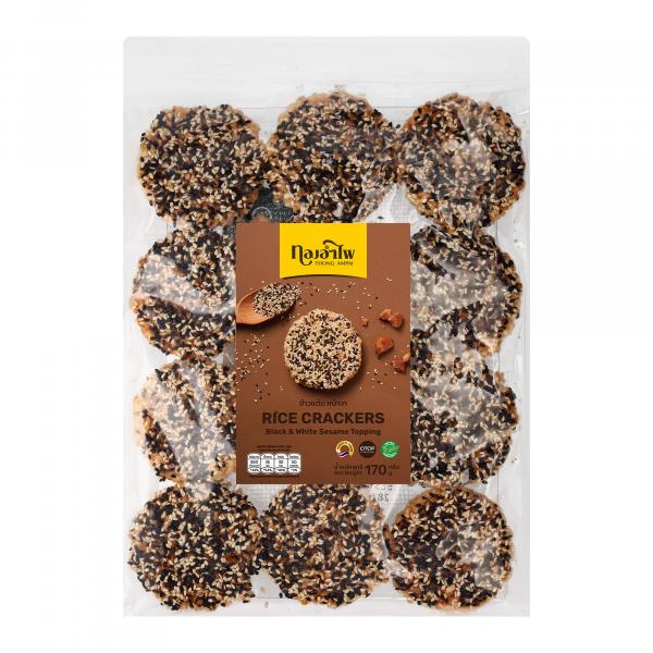RICE CRACKERS WITH WHITE AND BLACK SESAME TOPPING