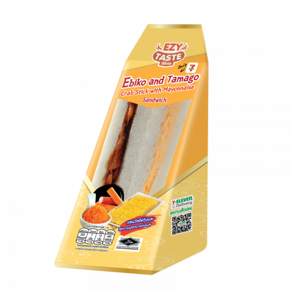 แซนวิชไข่กุ้งและไข่หวานปูอัดมายองเนส (ไข่กุ้งเทียมทำจากไข่ปลา) ตรา อีซี่โก