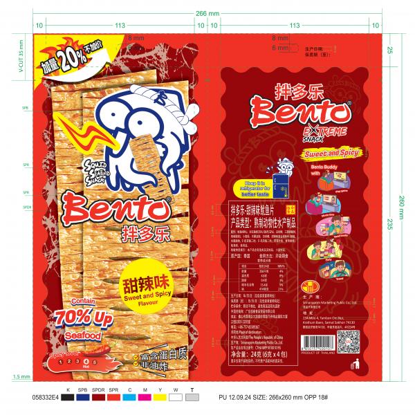 ซีฟู้ดสแน็ค ปลาหมึกอบรสทรงเครื่อง (เนื้อปลาหมึกผสมเนื้อปลาซูริมิปรุงรส) (ตรา เบนโตะ)