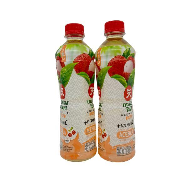 น้ำชาเขียวพร้อมดื่มกลิ่นลิ้นจี่ ผสมวิตามินซี และสารสกัดอะเซโรลา เชอร์รี่ ตรา เทนไซ โยชิ