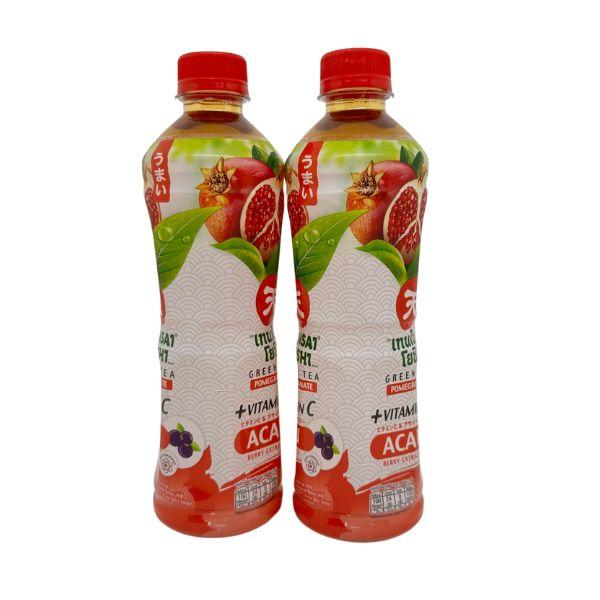 น้ำชาเขียวพร้อมดื่มกลิ่นทับทิม ผสมวิตามินซี และสารสกัดอาซาอิ เบอร์รี่ ตรา เทนไซ โยชิ