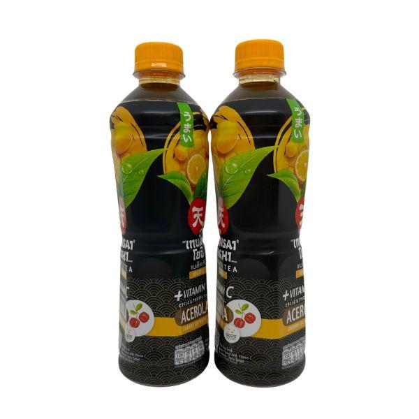 น้ำชาดำพร้อมดื่มกลิ่นเลมอน ผสมวิตามินซี และสารสกัดอะเซโรลา เชอร์รี่ ตรา เทนไซ โยชิ