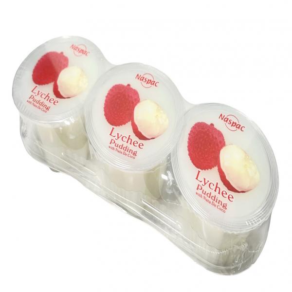 ขนมพุดดิ้งผสมวุ้นมะพร้าว กลิ่นลิ้นจี่