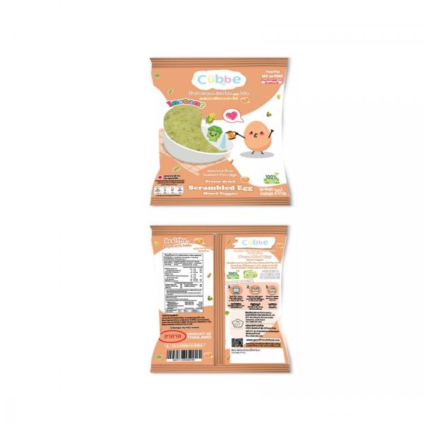 โจ๊กข้าวหอมมะลิชงร้อนผสมไข่ข้น และผักรวม ฟรีซดราย ตรา คิ้วบ์