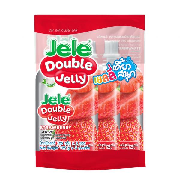 ขนมเยลลี่แคร์ราจีแนน ผสมบุกผง วุ้นมะพร้าว และน้ำองุ่นขาว 20% กลิ่นสตรอเบอรี่