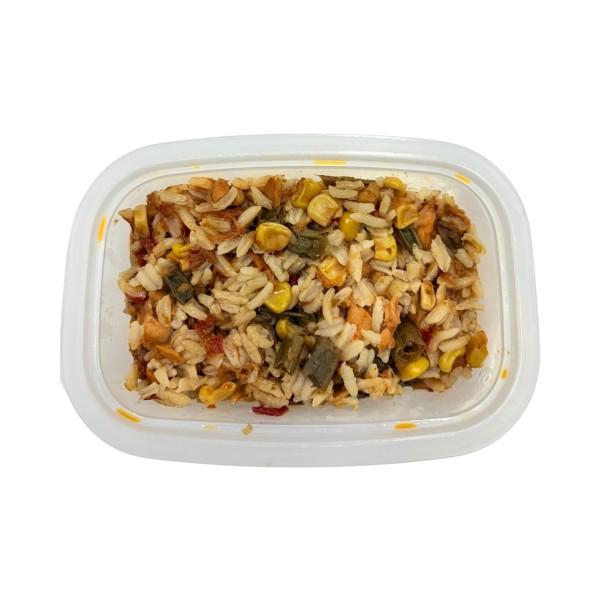 ปลาแซลมอนผสมแกงแดงของไทย (น้ำกะทิ พริก ใบมะกรูด และข้าวหอมมะลิ) 170กรัม (13385)