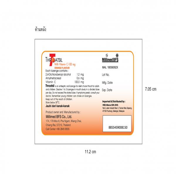 Throatsil with Vitamin C - 100 mg. Orange Flavour [For distributed in Malaysia]
