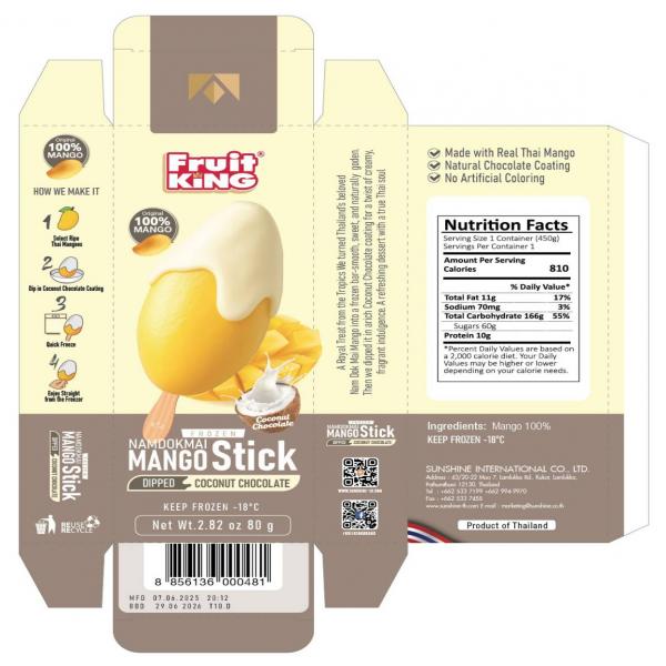Frozen Namdokmai Mango Stick Dipped Coconut Chocolate