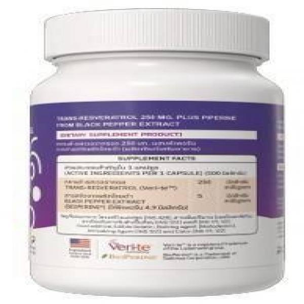 Trans-Resveratrol 250 mg. Plus Piperine From Black Pepper Extract (Dietary Supplement Product) (Bottle)