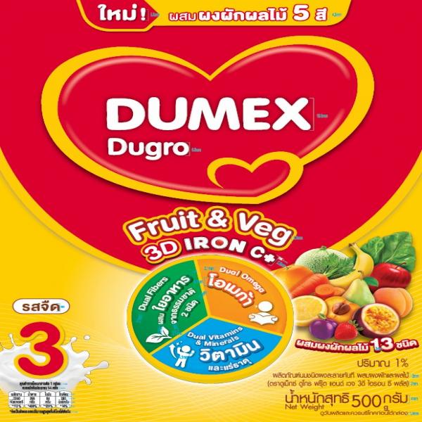 ผลิตภัณฑ์นมชนิดผงละลายทันที ผสมผงผักและผลไม้ (ตราดูเม็กซ์ ดูโกร ฟรุ๊ต แอนด์ เวจ 3ดี ไอรอน ซี พลัส)