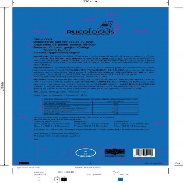 BREADED CHICKEN GOUJON TENDERS 40-60GR 