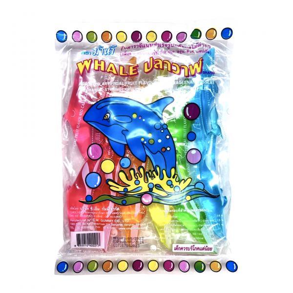 เวล เจลลี่ (วุ้นคาราจีแนนสำเร็จรูปกลิ่นผลไม้ รูปปลาวาฬ) (ส้ม,สตรอเบอร์รี่,สับปะรด,องุ่น,ลิ้นจี่,แอปเปิล) (ตราม้าน้ำ)