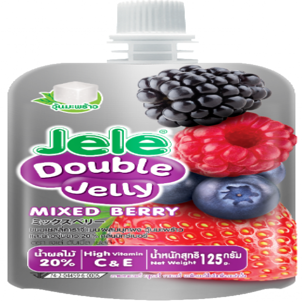 ขนมเยลลี่คาราจีแนน  ผสมบุกผง วุ้นมะพร้าว และน้ำองุ่นขาว 20% กลิ่นมิกซ์เบอรี่